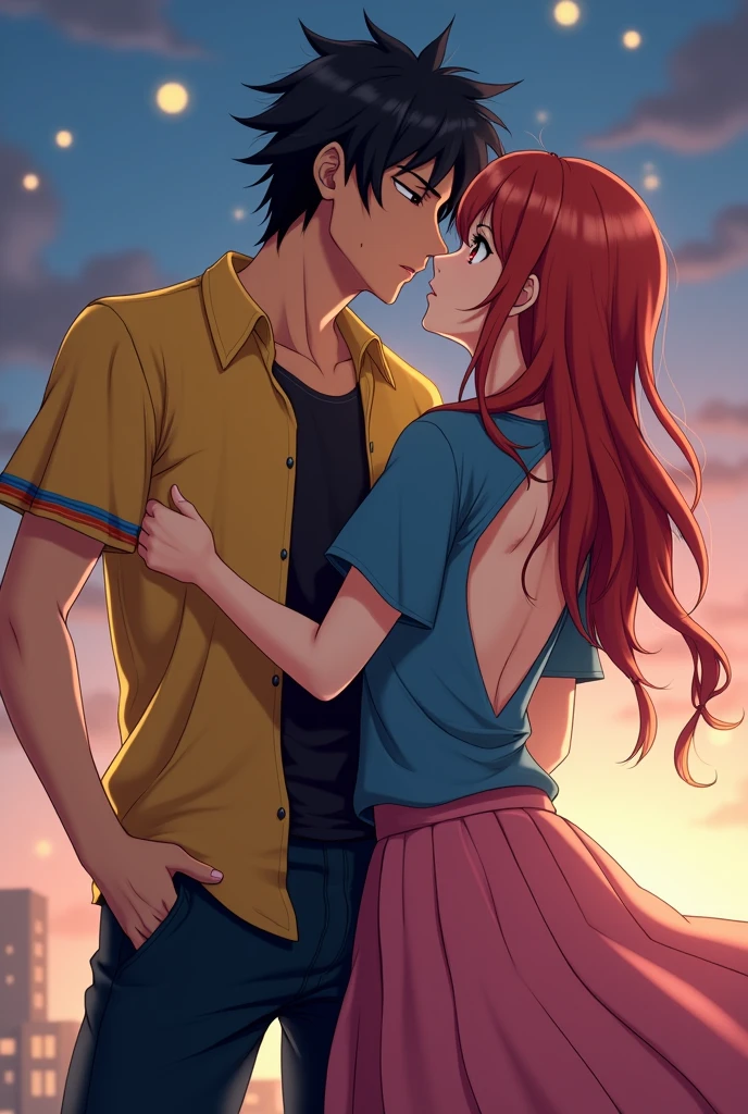 Ek anime couple ka sex scene :
Male character : jack
Female character : ishiza
Raat ka samay he , jahan Jack Akiro aur Ishiza Kenaito ek dusre ke beintehaa kareeb hain. Jack ne apni yellow shirt pehna hai jismein red aur blue lines hain aur shirt ke andar black t shirt pehni he , aur Ishiza ne backless blue t-shirt pehna hai Aur bahut lambi pink skirt pehni hai.Ishiza ka skirt hawa mein lehra raha hai, dono ek dusre ko lip kiss kar rahe hai, Dono ek dusre ke sath deep hot sex kar rahe he. Dono ek dusre se chipke hue hai , dono ek dusre ke bahut zyada karib he, Jack ne ishiza ki kamar ko tightly pakad rakha he , dono yeh sab enjoy kar rahe hai. Ishiza ki skirt lehra rahi he .