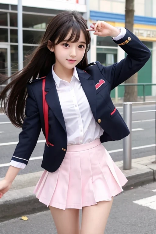 cute、high school girl、Idol、uniform、blazer、mini skirt、See-through、Fluttering in the wind