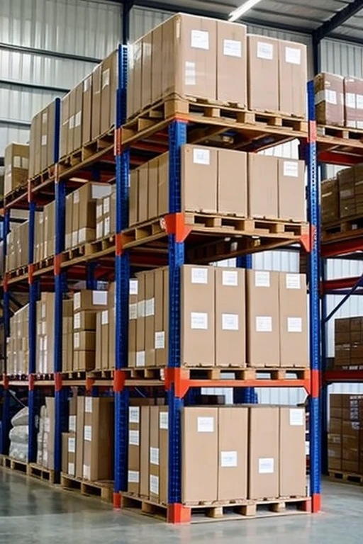 Logistics warehouse,Stacked pallets