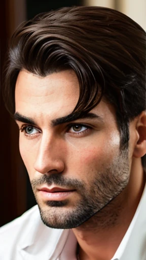 A handsome Italian man with focus on his face.