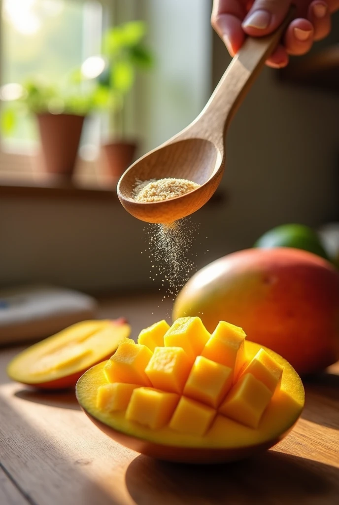 Make an image where you share each of the ideas for the spoons:

A wooden spoon that has a small section on the handle part of the spoon, a small reservoir designed to hold powdered or paste medications. When opening the mango, a controlled dose of the medication is released through an opening in the bottom of the spoon.
