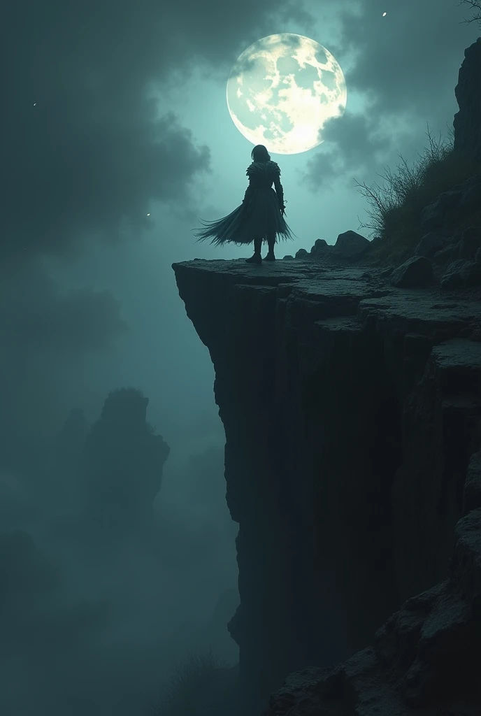 Create a dark-themed image of a person with courage against the world