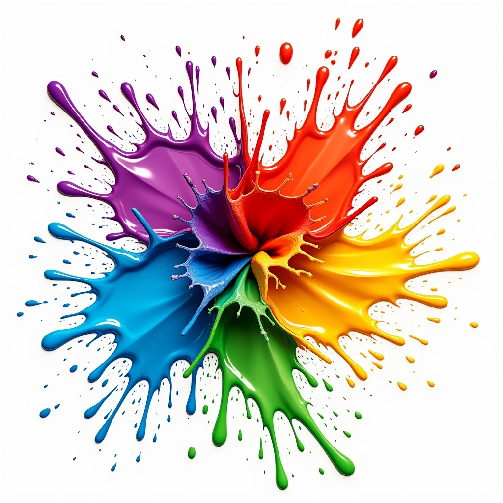 Ai generated colorful paint splashes on a transparent background illustrations, clipart graphics!
