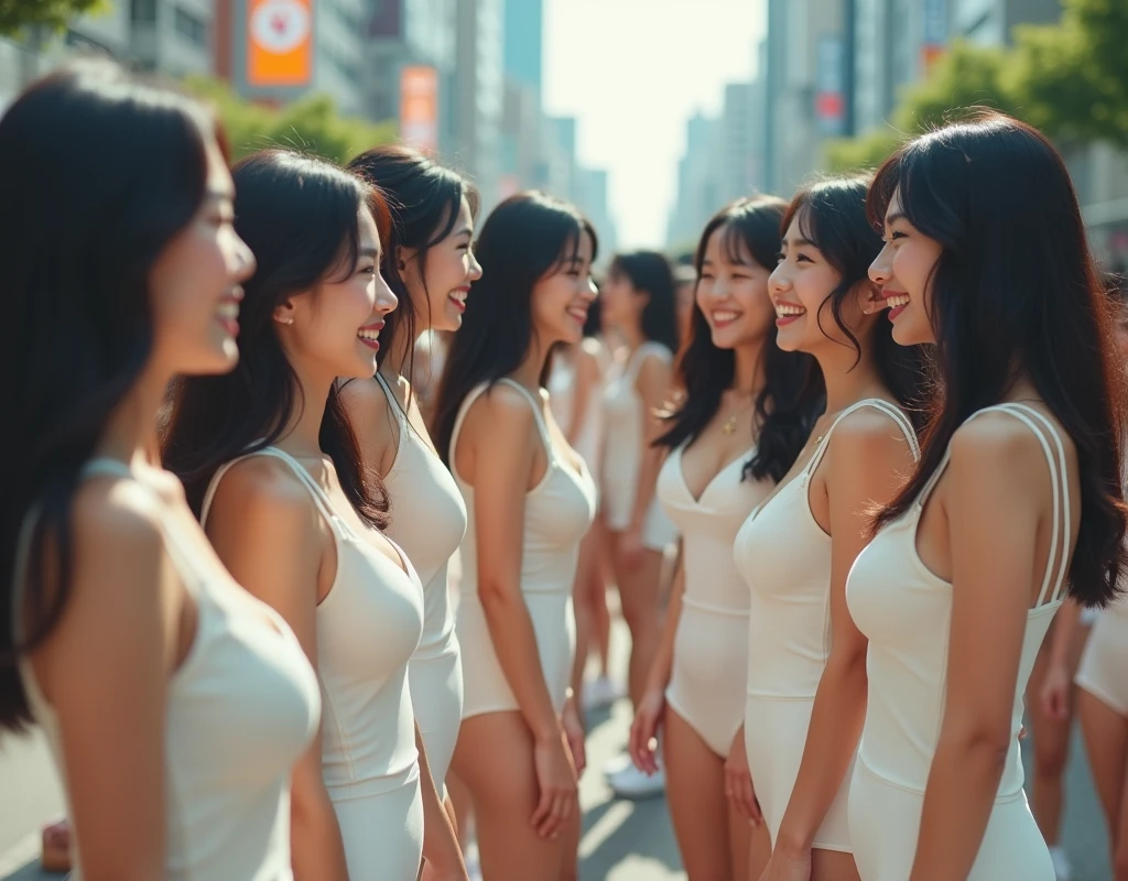 (Perfect Clone girls Raw Photography Art), (16K, Highest quality, Ultra-high resolution, Unrealistic, Unparalleled scale, A world of cloned girls multiplying, Real), (Japanese Girls, 26-year-old), (((((Small face, (((((Thick black hair, Semi-long hair)))))))))), ((Very beautiful detailed girls, Accurate body structure, Very detailed body, (((((Big Breasts, J-Cup))))), ((Emphasis on the fullness of a large chest)), (((White valley&Big Breasts強調ワンピース))), ((Dark Eyes, Baby Face, Cute Smile, A gentle gaze)), (((((Happy laughter))))), (((((Very detailed, 1girl-1,000,000cloning))))), (((100girls), (6+girls), multiple girls))), (((((Very detailed depiction of the other self, Perfectly the same girl, The exact same smile, Perfect same hair, Perfect same clothes, Exactly the same height, Perfect same J-cup))))), (((((clone girls only))))), ((10,000clone girls)), ((1,000,000clone girls)), ((1,000,000,000clone girls)), ((Crossing the intersection, Variation, Have fun and smile, Laughing, While talking, pass by)), ((1,000,000,000,000,000,000clone girls)), ((1,000,000,000,000,000,000,000,000,000clone girls)), ((The sight of the ultimate super-crowded, Abnormal extreme crowding, Countless clone girls packed together tightly)), (Soft Light, super wide view, (((((Extremely detailed and clear ultra-telephoto depiction)))))), (((Subject depth extremely shallow))), Looking down from the height of the surveillance camera