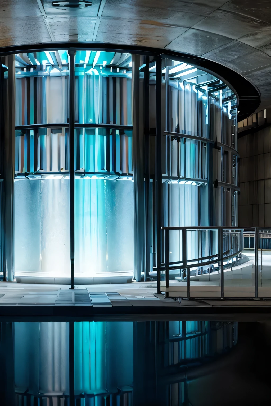 Water storage tank,Underground facilities,graduate School,Iridescent liquid,flowing,Clear light and dark