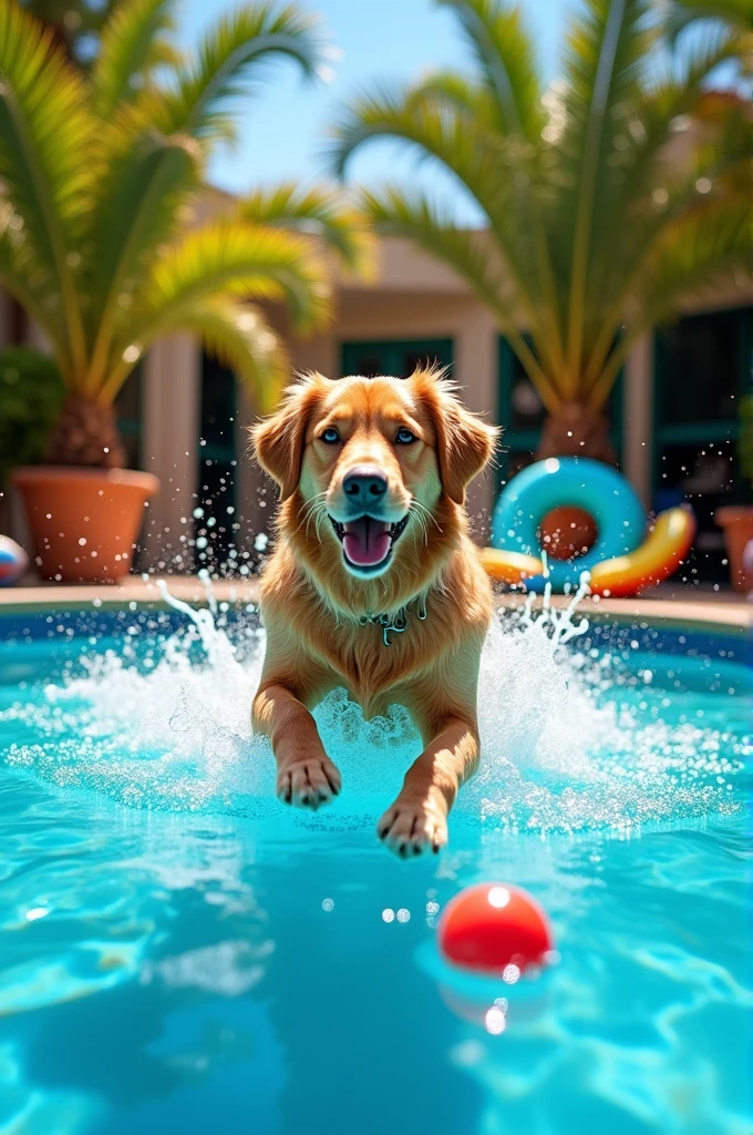 A dog in swimming pool