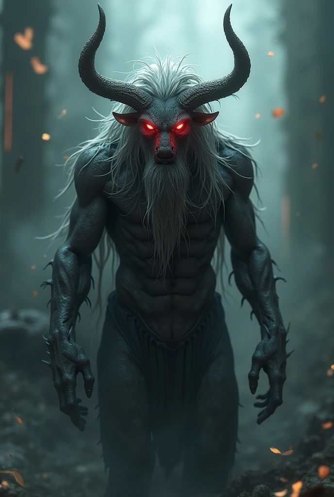 ((Bull ghost)),Red Eyes,Minotaur's Head,Spider Demon,Gray Hair,(Surrealism 1.4)(translucent,Reflex muscles)
