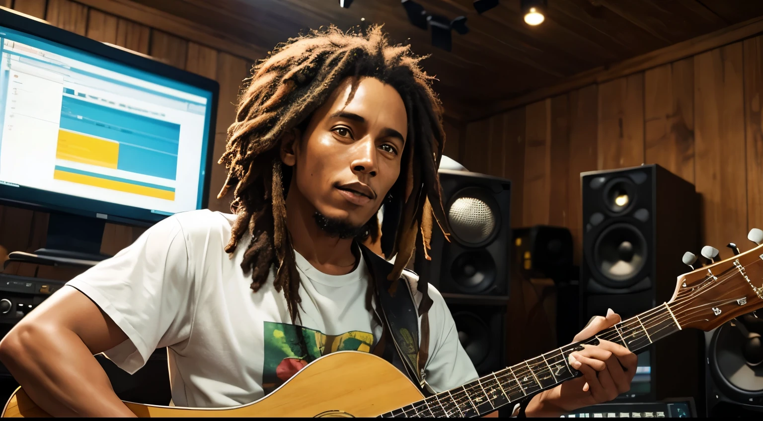 Bob Marley in Full HD in an eco-friendly music studio with Jamaican style