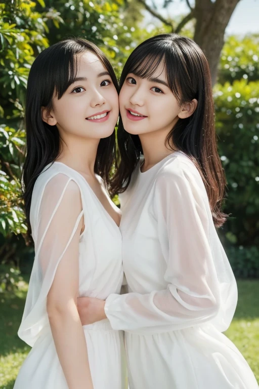 Two Women,Couple Focus,Highest quality,masterpiece,Very delicate and beautiful,CG,Unity,8k wallpaper,wonderful,In detail,masterpiece,Official Art,Very detailed CG Unity 8k wallpaper,Unbelievably absurd,Large file size,Very detailedな,High resolution,Very detailed,Beautiful detailed woman,Realistic,Outdoor,Small breasts,B cup breasts,Wet, See-through mini T-shirt、White see-through high leg bloomers,Licking their lips,Light contrast,Beautiful thighs,thin,Beautiful armpits,Two people hugging each other,Beautiful thighs,to kiss,Detailed lips、Detailed eyes、Detailed nose、Detailed breast expression、Kissed、Ecstasy、(Both of them are covered in condensed milk、Condensed milk overflowing from the mouth:1.5)、Condensed milk is flowing through their bodies、