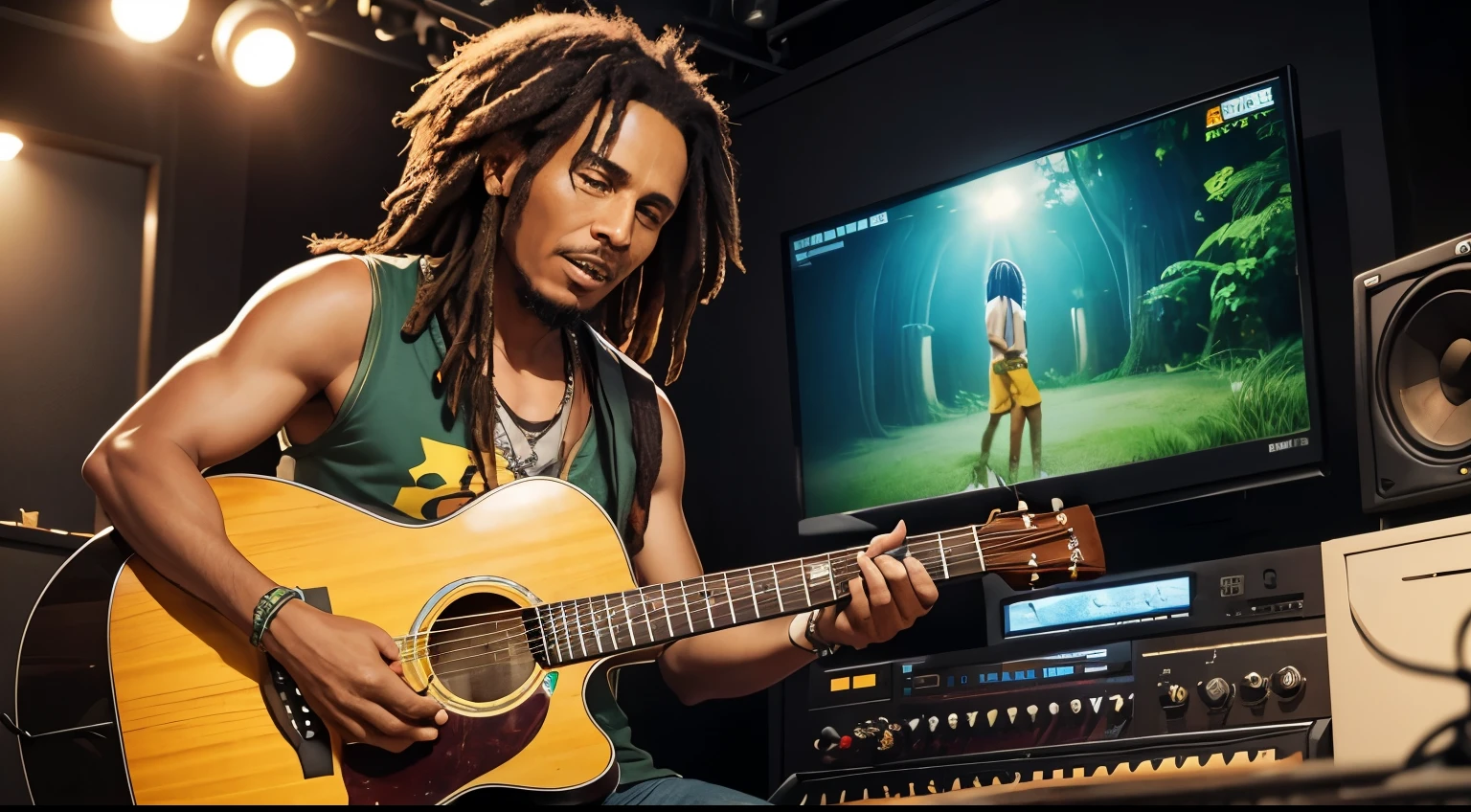 Bob Marley in Full HD in an eco-friendly music studio with Jamaican style