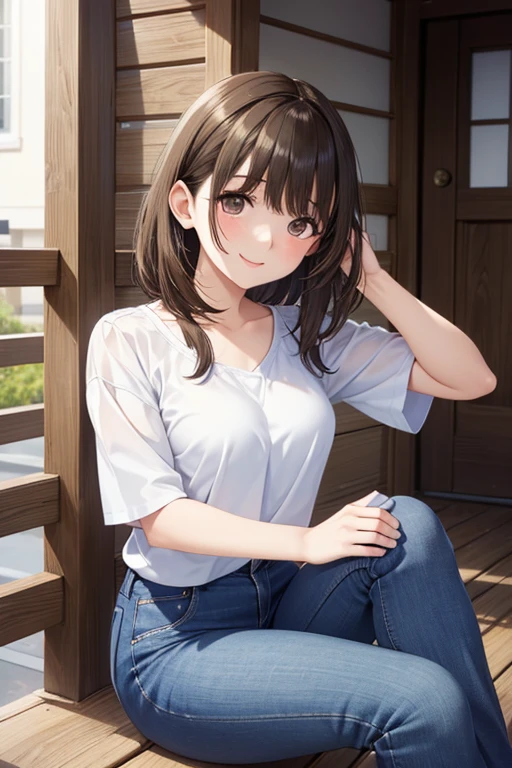 anegasaki nene、Shiny brown hair, short hair, (Beautiful brown eyes、Sparkling eyes, Fine grain)、smile、超detailedな目、非常にdetailedな顔, 非常にdetailedな目,


Highest quality、
((Highest quality, masterpiece:1.3, 8k)), (detailed), highly detailed face and skin texture, detailed eyes, whole body, Outdoor, (Slender body:1.1), One person, (alone), (18+ age), White skin, Bright lips, 魅惑的なsmile,  amount, Brown Hair, Wavy Hair, minimalist outfit, Mid-chest, (Jeans pants), 
