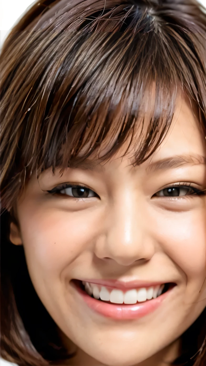 (Realistic、Like a photograph、Live Action、8k, Realistic, RAW Photos, Best image quality: 1.4), Single-lens reflex camera、RAW Photos, Highest quality, Realistic, Very detailed CG Unity 8k wallpaper, Written boundary depth, Cinematic Light, Lens flare, Ray Tracing、Realistic background、1、((ultra high density skin))、(Squint your eyes and laugh:1.3、smile:1.3)、short hair:1.2、Silver Hair、stylish、Very detailed、Pay attention to the details、Perfect outfit、(White skin)、Very detailedな顔:1.5、Close-up、Brown eyes、Detailed eyes、Plump pink lips