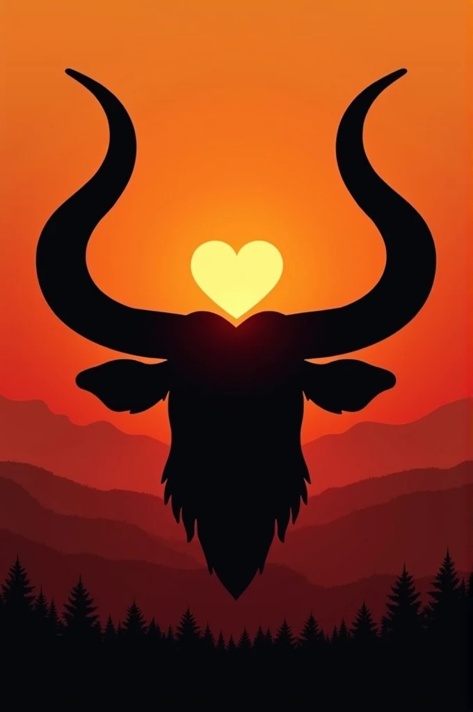 Bull's head silhouette forming a heart