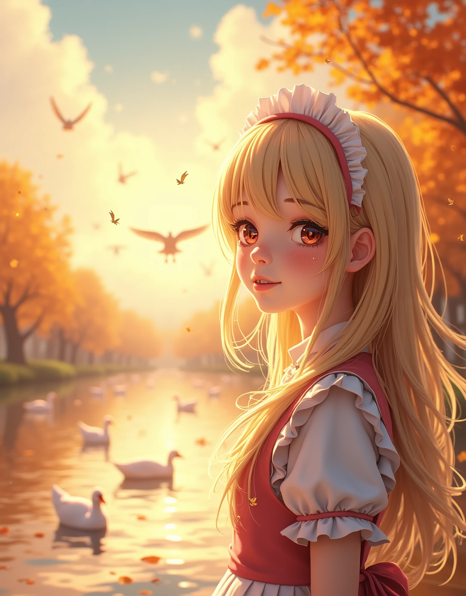 The sunshine flies with the lonely geese in the distance, and the autumn river water and the vast sky are connected, unparalleled (Fisheye Lens Full Body wide Shot), (Extremely Detailed((Kawaii Maid Group in a row:1.37))), Childish perfect face, Reflective Eyes, Detailed(Delicate Clothing textures), Dynamic Joyful Expressions LifeLike Rendering, Specular Reflection, TopQuality, Ultra-detailed, insane masterpiece (ProfessionalPhoto:1.37), (Acutance:0.8), (Luminism:1.28), (Renaissance art style), Colorful Light particles, ((Full body from side)), {MicroMini(SkirtLift)|Kissing|Hugging|Undressing}, Radiant Fine Skin with Transparency, (Exposed:0.5), (Different types of Anime hair colors:1.6), Perfect Lighting, girl in nsfw, age19, Solo, Long hair, Colossal , Looking at Viewer, blondehair, Bare shoulders, Brown eyes, jewely, Full body nude, a necklace, off shoulders, Sweaters, Realistic, A sexy detailed portrait, vibrant colors, soft lighting, oil skin, Ultra Professional PhotoRealistic,insane Gorgeous Diva,((insane UnrealEngine5 unparalleled tmasterpiece, ultra high-quality, ultra high-details, ultra sharp-focus, ultra high-resolution, XT3, ultra high-definition, vibrant DSLR vivid moonset)), colorful lighting, cinematic_sunlight, reflection, high saturate, Raw, nsfw, varies multi etc. --v 6 --s 1000 --c 20 --q 500 --chaos 100
