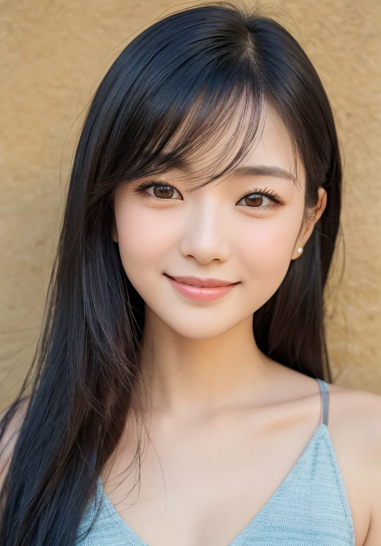 Japan 29 years old、Black Hair、Round eyes、Light wavy hair, correct、Striped Hair、Dark blue hair、Gradient Hair、Asymmetrical hair、Hair behind the ear、Crossed bangs、Long Hair、とてもLong Hair、Hair up on one side、((お尻までLong Hair))、Valletta、Ring Eye、Round eyes、Compensate、Wicked Smile、A light smile、Surrealism、Cast a Shadow、Portraits、Subjective、Atmospheric perspective、Film Grain、Backlight、Exposure,Very detailed、Highest quality、超High resolution、Very detailed、Very realistic, masterpiece、correct、Textured skin、Awards、High resolution、16K, Hair folder、A light smile、Redness in the ears、correct、Cast a Shadow、Subjective、Shine、360° View、解剖学的にcorrect、masterpiece、Textured skin、Attention to detail、Long eyelashes、A slight blush、((The whole body is visible))