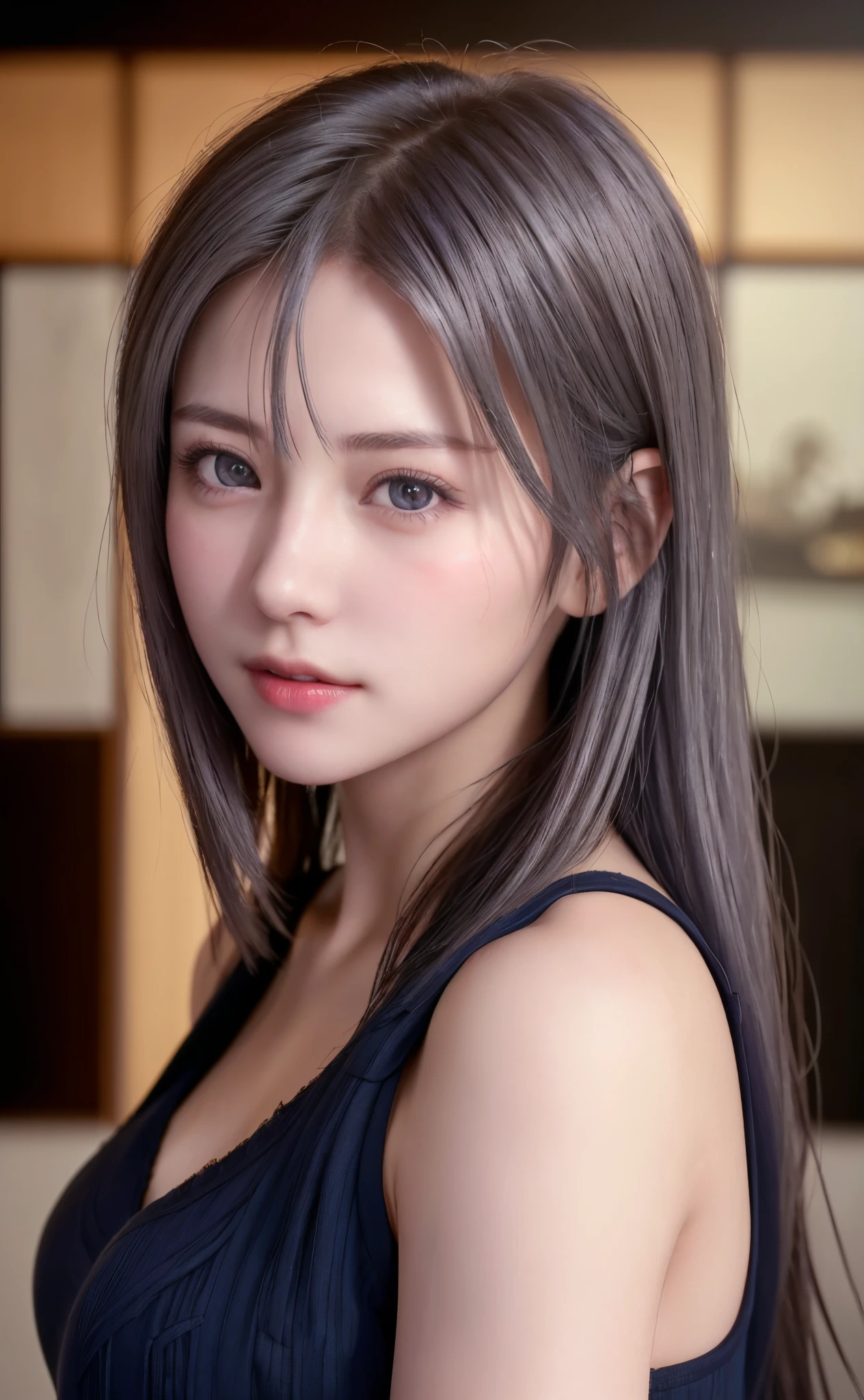 (8K, Photorealistic, Raw photo, of the highest quality: 1.3), (1girl in), Super beautiful, (Realistic face), (boyish, Silver Color Berry Shorthair), Beautiful , Glare that captivates the viewer, Beautiful expression, Beautiful breasts, (Realistic skin), Be...