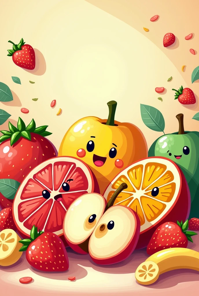 Dehydrated fruits together, freeze drying cartoon drawing easy to paint