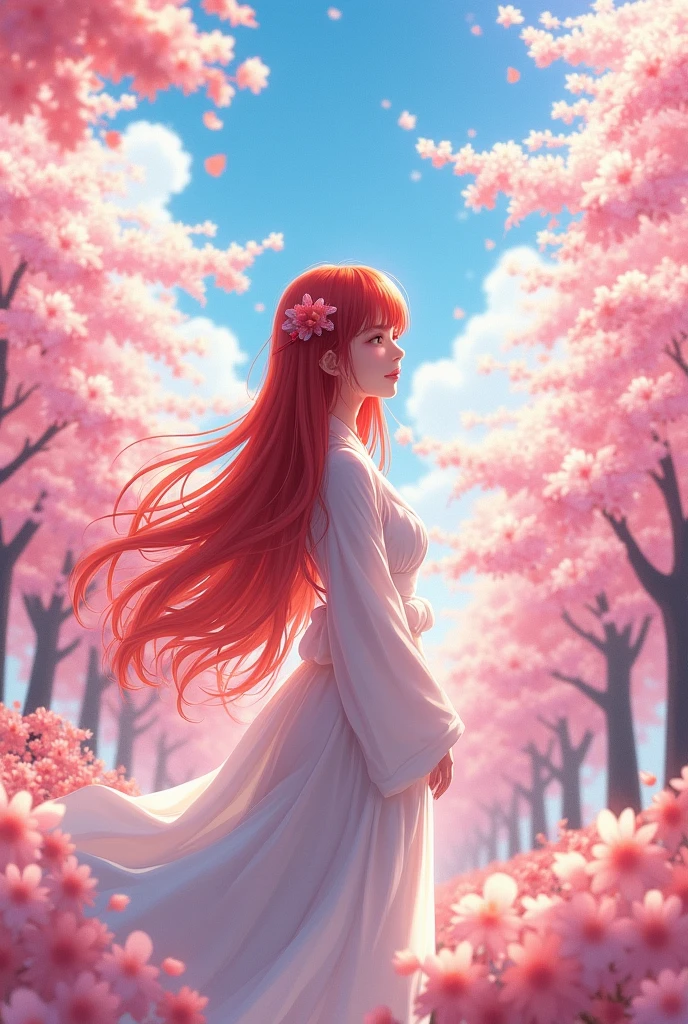beautiful girl,Red hair,Fluffy,Japanese,