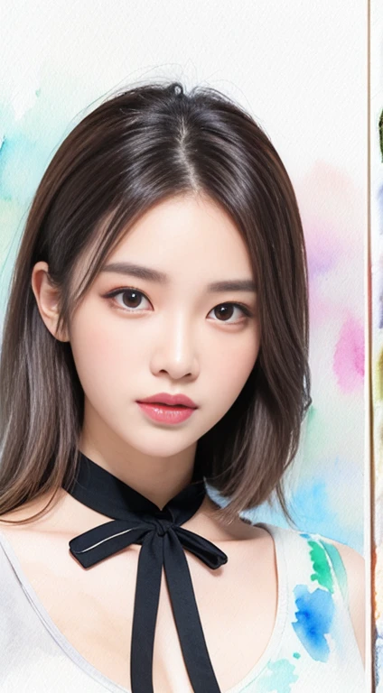 (masterpiece)、(Highest quality:1.1)、Best illustrations、Familiar、(Watercolor:1.4)、 1 person,Upper Body、Portraiture、Gray Hair、black eye、Look straight here、Superior、blouse、Beautiful Face