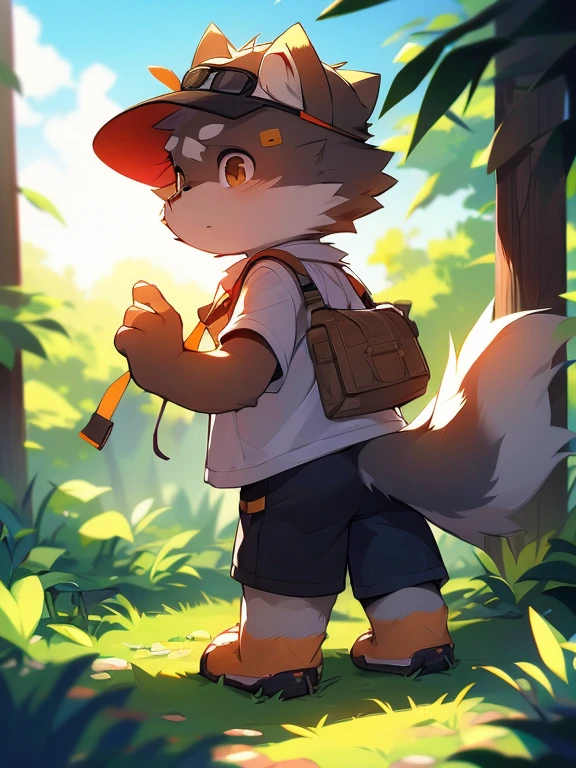 author:jrjresq, author:Kirito, mammal, hairy, male, Solitary, Wear, Sun Visor, summer,stand up