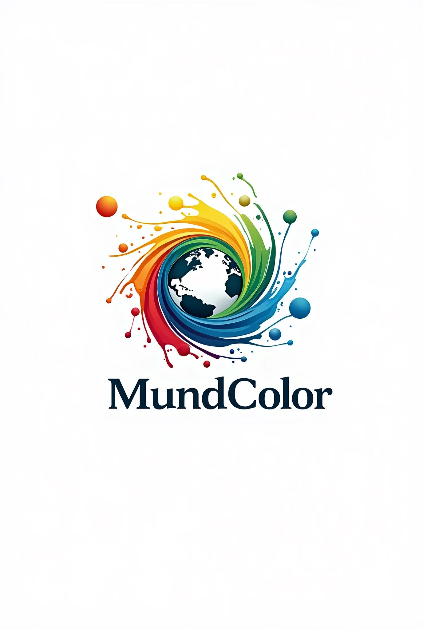 Generate a logo for the brand “Tintas MundColor”, that it be colorful, that has the globe and the writing is in a sober color