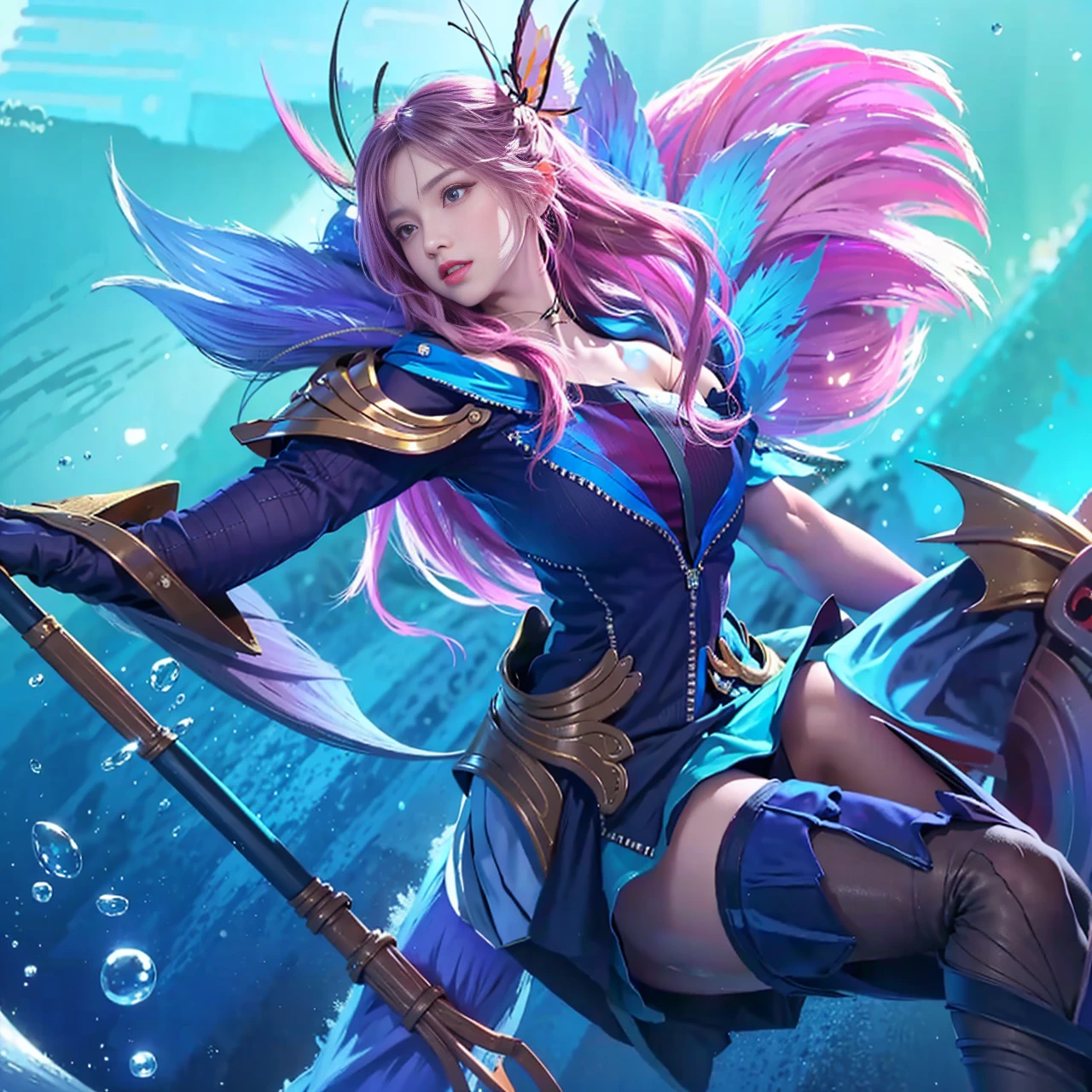Best Quality, 超A high resolution, masutepiece, (Photorealistic:1.4), Solo Focus, (Slender body huge breasts young woman:1.photography, (Medium Wide Shot Cropped Leg:1.3), Three Quarter View Pose, (Cinematic lighting:1.2), Vibrant, Vivid Color, Detailed face, Detailed eyes, Random hairstyle, (off shoulder shirt, Mini skirt:1.2), (random place, Random seasons, Random weather:1.1)