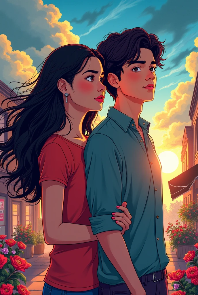 make a webtoon style poster of it ends with us movie by Coleen hover with different characters in the movie