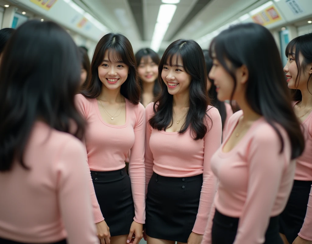 (Perfect Clone girls Raw Photography Art), (16K, Highest quality, Ultra-high resolution, Unrealistic, Unparalleled scale, A world of cloned girls multiplying, Ultra-realistic), (Japanese, woman, 26-year-old), (((((Small face, (((((Thick black hair, Semi-long hair)))))))))), ((Very beautiful detailed girls, Accurate body structure, Very detailed body, (((((Big Breasts, J-Cup))))), (((Pale pink clothes, I can see the cleavage, Black Mini Skirt))), ((Dark Eyes, Mature face, Cute Smile, A gentle gaze)), (((((Happy laughter))))), (((((Very detailed, 1girl-1,000,000cloning))))), (((100girls), (6+girls), multiple girls))), (((((Very detailed depiction of the other self, Perfectly the same girl, The exact same smile, Perfect same hair, Perfect same clothes, Exactly the same height, Perfect same J-cup))))), (((((clone girls only))))), ((10,000clone girls)), ((1,000,000clone girls)), ((1,000,000,000clone girls)), ((Clone girls only: Tokyo&#39;s crowded train, Standing posture, Intensive, Have fun and smile, Laughing, While talking, Hugs, Chest to Chest, Close in distance, Your face is very close., Body contact from front to back and sides, )), ((1,000,000,000,000,000,000clone girls)), ((1,000,000,000,000,000,000,000,000,000clone girls)), ((The sight of the ultimate super-crowded, 異常な超Intensive, Countless clone girls packed together tightly)), (Bright and soft light, (((((Extremely detailed and clear ultra-telephoto depiction)))))), (((Subject depth extremely shallow)))