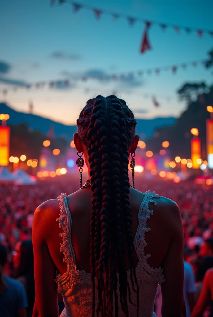 Singer with braids at an Argentinian concert