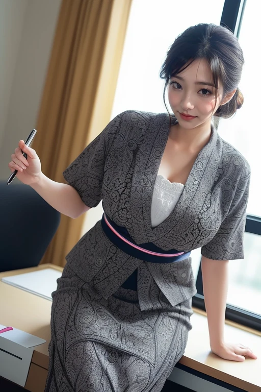 Japanese woman dressed as an office lady、
(((masterpiece))), ((Highest quality)), ((Intricate details)), (((超Realisticな)), irrational solution, Near and far, Very detailed, Realistic, one person&#39;s, Ample breasts, Perfect hands, Detailed fingers, Beautiful and detailed, short hair,,(Dark blue tight skirt:1.2), Detailed Background、Bright interior,White blouse, Perfect Eyes, Captivating eyes, Look at the viewers, Butt、Calf、(High heels),(pantyhose),Captivating thighs