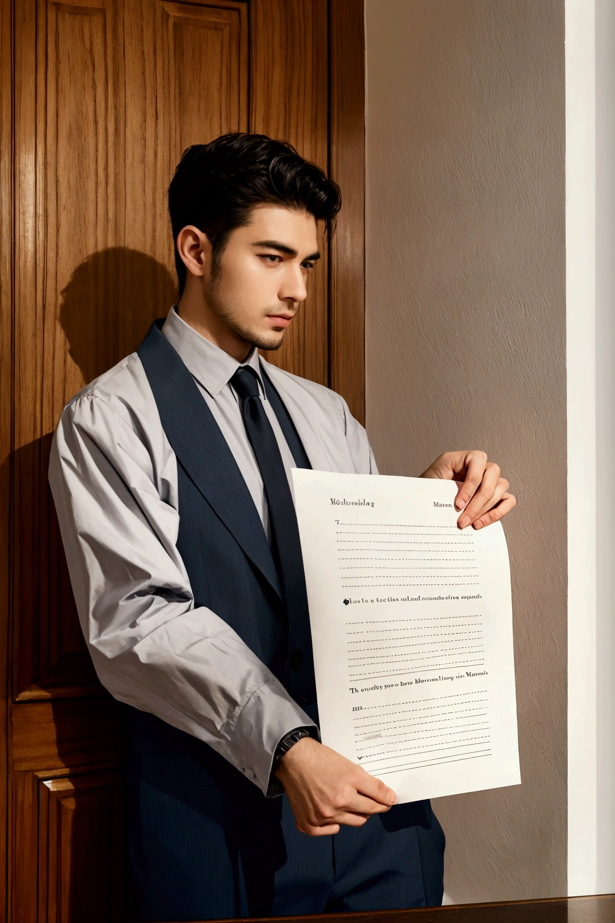 Man holding a paper TimeWall written