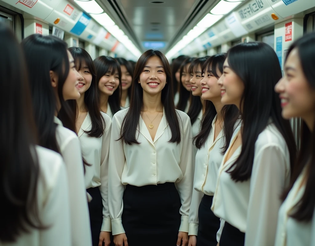 (Perfect Clone girls Raw Photography Art), (16K, Highest quality, Ultra-high resolution, Unrealistic, Unparalleled scale, A world of cloned girls multiplying, Ultra-realistic), (Japanese, woman, 26-year-old), (((((Small face, (((((Thick black hair, Semi-long hair)))))))))), ((Very beautiful detailed girls, Accurate body structure, Very detailed body, (((((Big Breasts, J-Cup))))), (((White shirt, I can see the cleavage, Black Mini Skirt))), ((Dark Eyes, Mature face, Cute Smile, A gentle gaze)), (((((Happy laughter))))), (((((Very detailed, 1girl-1,000,000cloning))))), (((100girls), (6+girls), multiple girls))), (((((Very detailed depiction of the other self, Perfectly the same girl, The exact same smile, Perfect same hair, Perfect same clothes, Exactly the same height, Perfect same J-cup))))), (((((clone girls only))))), ((10,000clone girls)), ((1,000,000clone girls)), ((1,000,000,000clone girls)), ((Clone girls only: Tokyo's crowded train, Standing posture, Intensive, Have fun and smile, Laughing, While talking, Hugs, Chest to Chest, Close in distance, Your face is very close., Body contact from front to back and sides, Super crowded, I want to have sex)), ((1,000,000,000,000,000,000clone girls)), ((1,000,000,000,000,000,000,000,000,000clone girls)), ((The sight of the ultimate super-crowded, 異常な超Intensive, 数えきれないclone girlsのSuper crowded)), (Bright and soft light, (((((Extremely detailed and clear ultra-telephoto depiction)))))), (((Subject depth extremely shallow)))