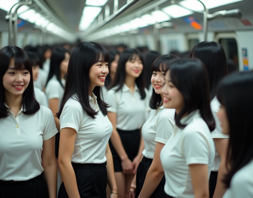 (Perfect Clone girls Raw Photography Art), (16K, Highest quality, Ultra-high resolution, Unrealistic, Unparalleled scale, A world of cloned girls multiplying, Ultra-realistic), (Japanese, woman, 26-year-old), (((((Small face, (((((Thick black hair, Semi-long hair)))))))))), ((Very beautiful detailed girls, Accurate body structure, Very detailed body, (((((Big Breasts, J-Cup))))), (((White shirt, I can see the cleavage, Black Mini Skirt))), ((Dark Eyes, Mature face, Cute Smile, A gentle gaze)), (((((Happy laughter))))), (((((Very detailed, 1girl-1,000,000cloning))))), (((100girls), (6+girls), multiple girls))), (((((Very detailed depiction of the other self, Perfectly the same girl, The exact same smile, Perfect same hair, Perfect same clothes, Exactly the same height, Perfect same J-cup))))), (((((clone girls only))))), ((10,000clone girls)), ((1,000,000clone girls)), ((1,000,000,000clone girls)), ((Clone girls only: Tokyo&#39;s crowded train, Standing posture, Intensive, Have fun and smile, Laughing, While talking, Hugs, Chest to Chest, Close in distance, Your face is very close., Body contact from front to back and sides, Super crowded, I want to have sex)), ((1,000,000,000,000,000,000clone girls)), ((1,000,000,000,000,000,000,000,000,000clone girls)), ((The sight of the ultimate super-crowded, 異常な超Intensive, 数えきれないclone girlsのSuper crowded)), (Bright and soft light, (((((Extremely detailed and clear ultra-telephoto depiction)))))), (((Subject depth extremely shallow)))