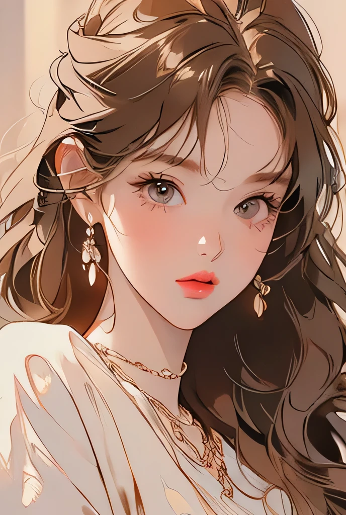 a beautiful young girl, 1girl, intricate detailed face, delicate features, large expressive eyes, long eyelashes, small nose, full lips, flawless porcelain skin, golden brown hair, flowing hair, elegant posture, graceful movements, angelic expression, serene and calm demeanor, soft natural lighting, warm color palette, glowing skin, detailed textures, photorealistic, highly detailed, cinematic composition, 8k, masterpiece, digital art