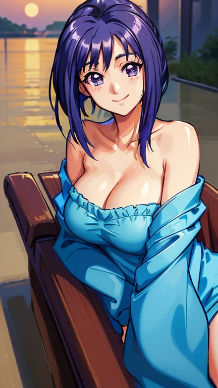 ((masterpiece, Highest quality, Highest quality, Official Art, beautifully、beautiful:1.2)),((masterpiece)),((Vibrant colors)),((Ayako Katagiri)),((幸せそうなsmile)),((smile)),((looks fun)),(Seaside),(Big Breasts),(((Side bust))),(sunset),(Skin exposed),(Cool)