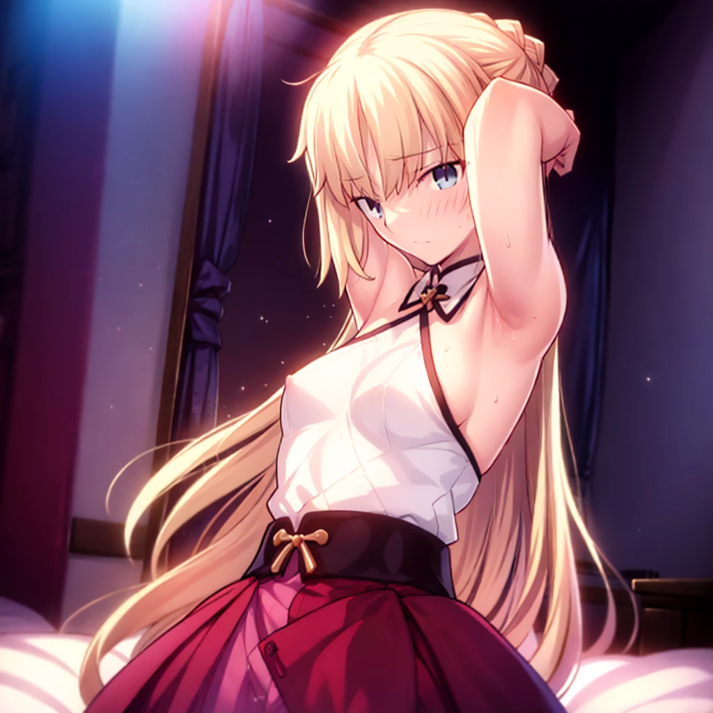 High resolution, 最high resolution,high resolution,{Things to know_f de stay night ufotable:1.15}, Rubio_ Best Quality, masterpiece, フルnude,Sweatだく,Blushing,smile,Armpitアップ,Sweat,Armpitを広げて見せている,bed,Moist,Blonde,whole body,pubic hairあり,Love juice,Armpit,side,sideの下,Armpitの下,sideアップ,Sweatをかいている,sideSweat,Upper Body, 1 person,sideズーム,Armpitズーム,Armpitを見せつける,sideを見せつける,両Arms behind head,nude,Raise your arms, Inner cavity reflection,whole body,Two arms,Alone,sexy,1 personだけ,Looking at me,膣からsemenが垂れている,front,pubic hair,Obscene lines,Ray tracing,Slender body,E Cup,Embarrassing,Armpit強調,side強調,ArmpitSweat,sideSweat,Wet Skin,Open your mouth,Noise Reduction,((Place your hands behind your head)),Emphasis on the crotch,Chest Enhancement,stage,Perfect lighting,体をfront,Look up,looking at the camera,真front,I don't want to go away.,体をfront,両Raise your arms,両Arms behind head,Embarrassing,Hands behind head,Hotel Rooms,bedの上,全naked,naked,膣からsemenが垂れている,bedに横たわる,,フルnude,オイルを塗ったテカテカのsideの下を見せる、オイルを塗った光沢のあるsideの下:1.30、Surreal、sideの下、オイルを塗った光沢のあるsideの下:1.30、光沢のあるsideの下、オイルを塗ったぬるぬのsideの下:1.30、ぬるぬるした光沢のあるsideの下:1.20、明るく詳細なsideの下、sideの下の細かいシワ:1.7、リアルなsideのシワ:1.7、sideの下を照らす光:1.4、side毛穴の細部まで), Armpit見せポーズ,side見せポーズ,Nipples,Nipplesが立っている,No clothes,素っnaked,Armpitアップ,sideアップ,NaughtyなArmpit,Naughtyなside,Sweat,Naughty,Arms behind head,Armpitを広げる,sideを広げる,Embarrassed look,Love juiceが垂れている,NaughtyなPussy,体をfrontへ,pubic hairが生えている,pubic hair,semen,semenまみれ,Naughtyな体,Naughtyな身体,NaughtyなPussy,Naughtyなgenital,genital,NaughtyなPussy,Naughtyなnaked,Naughtyなnaked体,Naughtyな肉体,Naughtyなボディー,恥ずかしそうにArmpitを見せている,恥ずかしそうにsideを見せている,lotion,lotionまみれ,Vaginal fluid,Vaginal fluidが垂れている,Love juice,Love juiceが垂れている,semenでベタベタ,Sticky with semen,Sperm,Spermまみれ,Spermでベタベタ,Pussy,Pussyを見せつける,Pussy,Pussyを見せつける,Embarrassed look,Groinにタトゥー,Groin,View your viewers,genital,女genital,湿ったArmpit,湿ったside,smile,4K,（8k）,Noise Reduction,Place your hands behind your head,Emphasis on the crotch,((Place your hands behind your head)),(Shiny, oily skin), Raise the hand, (Raise your arms above your head:1.5), Put your arms behind your head, sideの下, (sideの下 into viewer's face:1.5), (View your viewers:1.5), Raise the hand,蒸れたArmpit,蒸れたside, sideの下を露出させる,Armpitの下を露出させる,両手を頭に当ててbedに座わる,蒸れたArmpit,蒸れたside,Armpitアップ,sideアップ