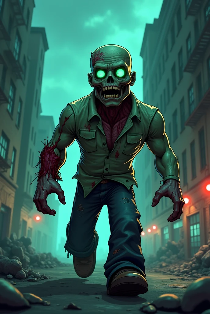 Roblox zombie man with deformed face missing an arm