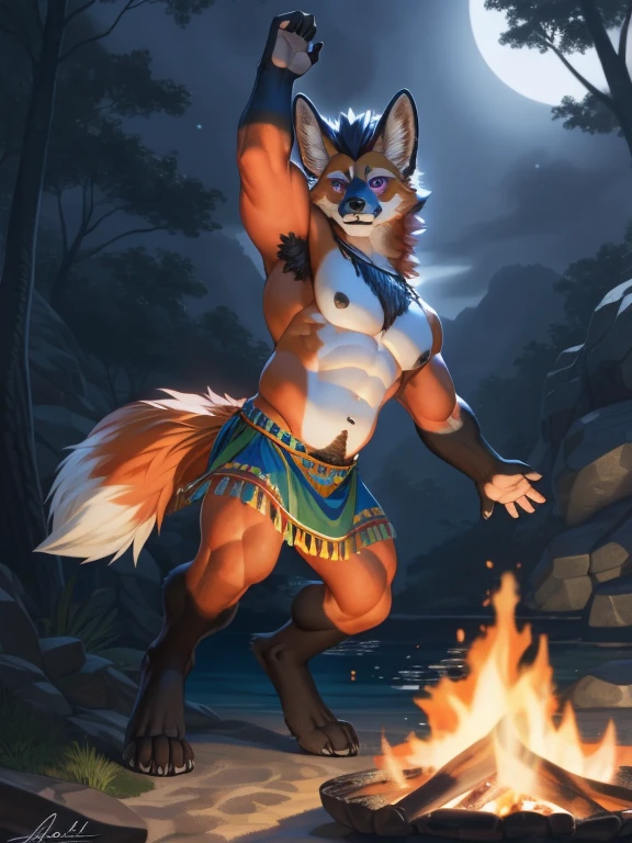 Best quality, 4K, Kemoshota, dynamic angle, , short height boy, tail, hound dog boy, almost naked, seductive dancing, heavy breath, sweat, sweat drops, drool, smile, precum, tribal adorns, tribal clothes, feather charms, stone bracelet, night, bonfire, furry cub shota boy, squishy, joyful, mob tribal boys, ritual rite, rite of passage for furry cub boys, tribal shaman boy prayer, respectful dance