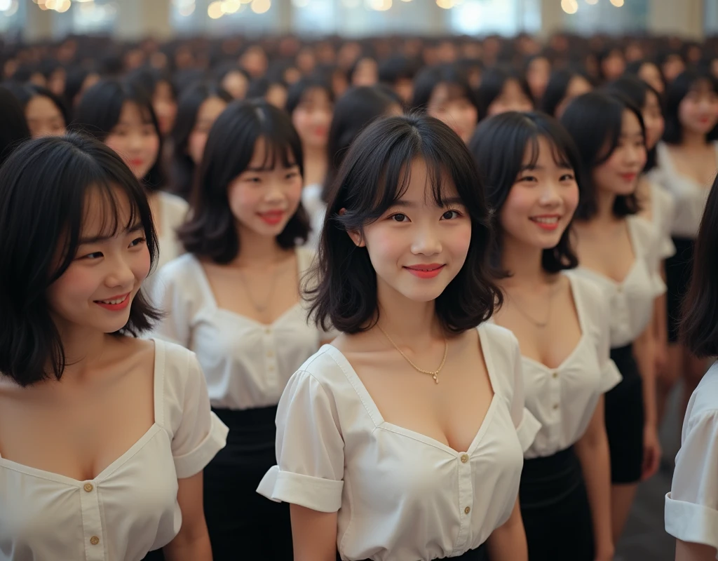 (Perfect Clone girls Raw Photography Art), (16K, Highest quality, Ultra-high resolution, Unrealistic, Unparalleled scale, A world of cloned girls multiplying, Ultra-realistic), (Japanese, woman, 26-year-old), (((((Small face, (((((Thick black hair, Semi-long hair)))))))))), ((Very beautiful detailed girls, Accurate body structure, Very detailed body, (((((Big Breasts, J-Cup))))), (((White shirt, I can see the cleavage, Black Mini Skirt))), ((Dark Eyes, Mature face, Cute Smile, A gentle gaze)), (((((Happy laughter))))), (((((Very detailed, 1girl-1,000,000cloning))))), (((100girls), (6+girls), multiple girls))), (((((Very detailed depiction of the other self, Perfectly the same girl, The exact same smile, Perfect same hair, Perfect same clothes, Exactly the same height, Perfect same J-cup))))), (((((clone girls only))))), ((10,000clone girls)), ((1,000,000clone girls)), ((1,000,000,000clone girls)), ((Filling the Earth 1,000,000,000,000,000,000,000,000,000,000,000,000,000人のclone girls, Super dense, Focus on the middle of the group, Happy to be surrounded by countless clone girls, I want to be溺愛ed by countless clone girls.)), ((1,000,000,000,000,000,000clone girls)), ((1,000,000,000,000,000,000,000,000,000clone girls)), ((The sight of the ultimate super-crowded, 異常なSuper dense, Countless clone girls packed together tightly)), (Bright and soft light, (((((Very detailed and clear hyper-perspective drawing)))))), (((Subject depth extremely shallow)))
