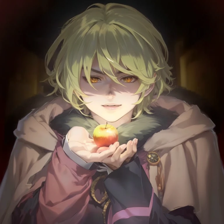 an anime girl, tsukasa dokite, Hajime Yatate, handsome guy in demon slayer art, holding a glowing orb, Holding an apple, ghastly, glamor anime witch casting magic, Dio Brando, fortune teller