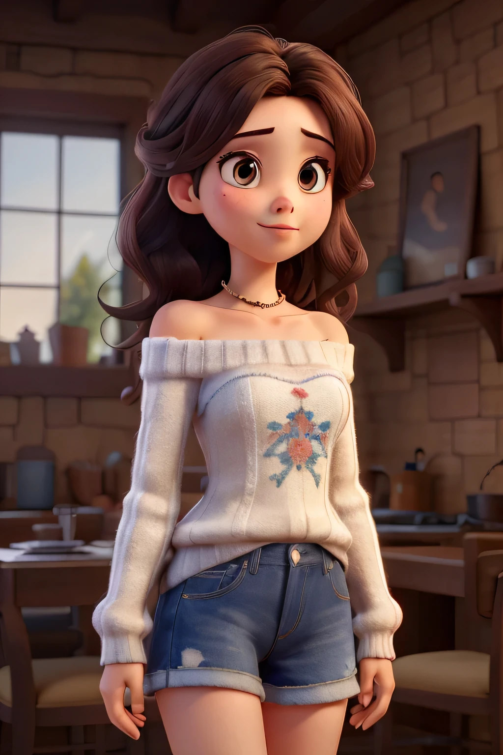 ((best quality)), ((masterpiece)), (detailed), 1girl, off-shoulder sweater,