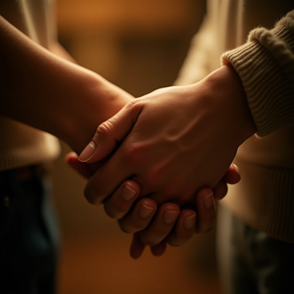 Close-up of Hands, couples hugging. Using warm and intimate lighting to capture emotional communication and subtle hand movements, Beautiful cinematic lighting, RAW photo, color graded, dynamic movement, (captivating chiaroscuro:0.1), award-winning, cinematic still, emotional, vignette, dynamic, vivid, (masterpiece, best quality, photorealistic, Professional, perfect composition, very aesthetic, absurdres, ultra-detailed, intricate details:1.3)