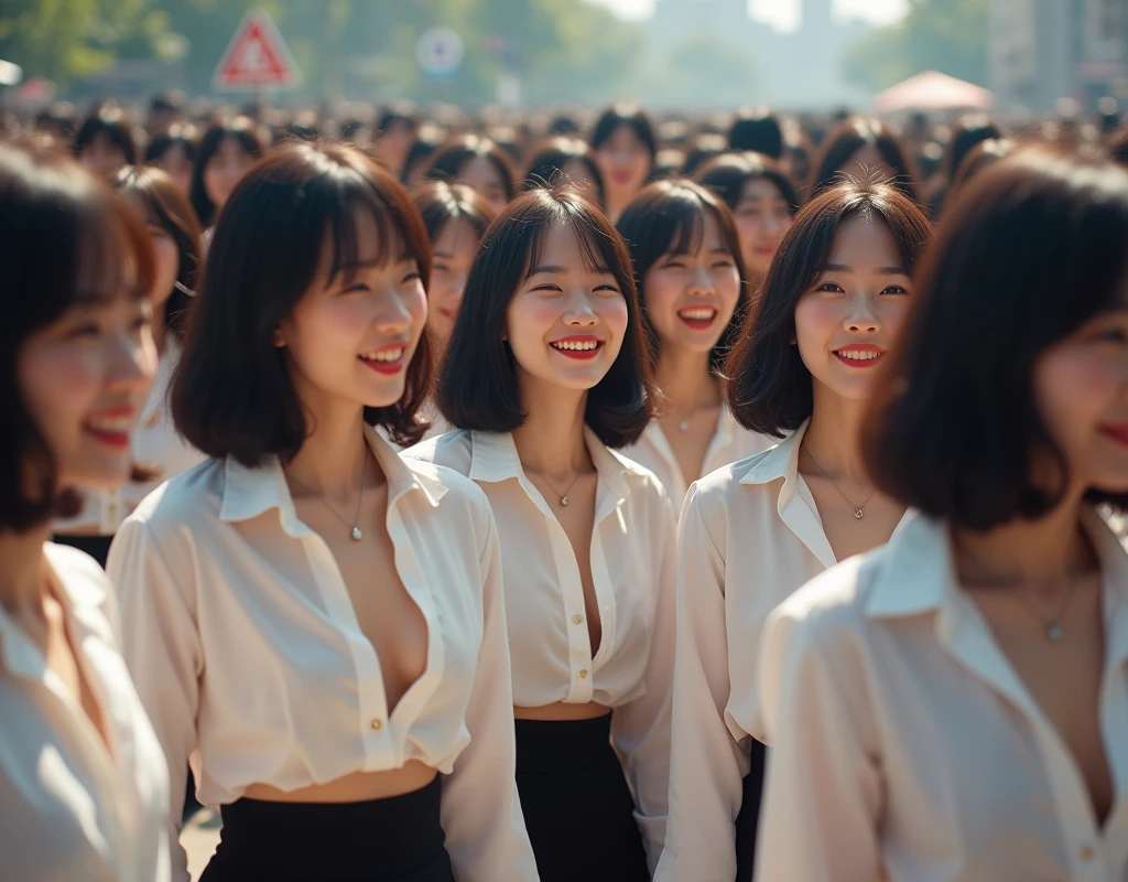 (Perfect Clone girls Raw Photography Art), (16K, Highest quality, Ultra-high resolution, Unrealistic, Unparalleled scale, A world of cloned girls multiplying, Ultra-realistic), (Japanese, woman, 26-year-old), (((((Small face, (((((Thick black hair, Semi-long hair)))))))))), ((Very beautiful detailed girls, Accurate body structure, Very detailed body, (((((Big Breasts, J-Cup))))), (((White shirt, I can see the cleavage, Black Mini Skirt))), ((Dark Eyes, Mature face, Cute Smile, A gentle gaze)), (((((Happy laughter))))), (((((Very detailed, 1girl-1,000,000cloning))))), (((100girls), (6+girls), multiple girls))), (((((Very detailed and exact depiction of the double, Perfectly the same girl, The exact same smile, Perfect same hair, Perfect same clothes, Exactly the same height, Perfect same J-cup))))), (((((clone girls only))))), ((10,000clone girls)), ((1,000,000clone girls)), ((1,000,000,000clone girls)), ((Filling the Earth 1,000,000,000,000,000,000,000,000,000,000,000,000,000人のclone girls=myself, Super dense, Focus on the middle of the group, 無数のmyselfに取り囲まれて幸せ, 無数のmyself同士と溺愛したい, 回りのmyselfも無数のmyselfと溺愛したい)), ((1,000,000,000,000,000,000clone girls)), ((1,000,000,000,000,000,000,000,000,000clone girls)), ((The sight of the ultimate super-crowded, 異常なSuper dense, Countless clone girls packed together tightly)), (Bright and soft light, (((((Very detailed and clear hyper-perspective drawing)))))), (((Subject depth extremely shallow)))