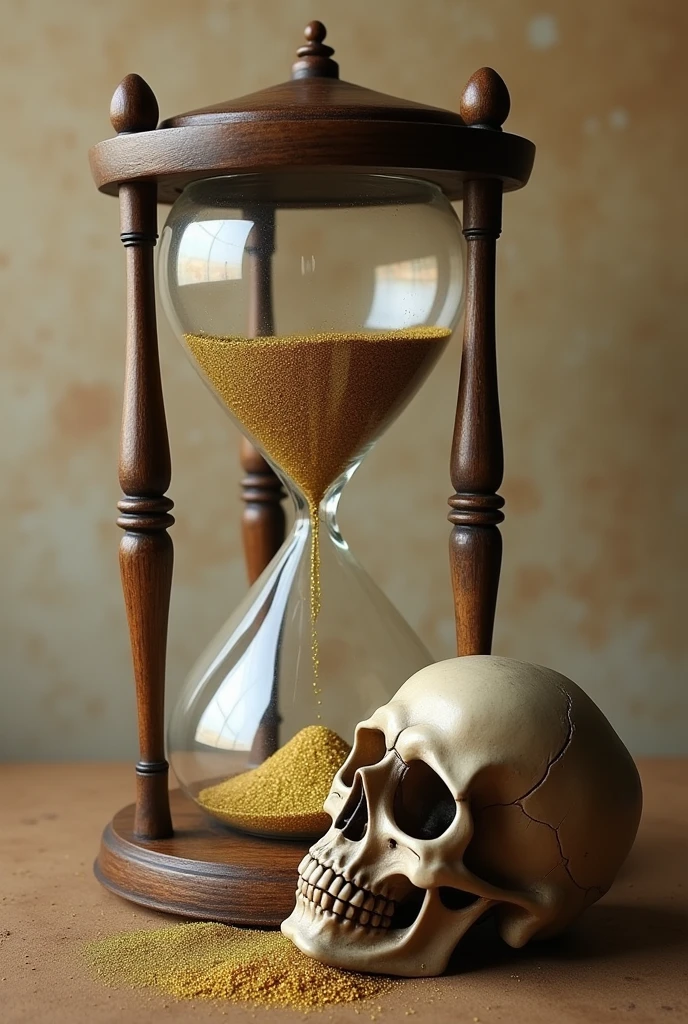Memento Mori:To represent the *Memento Mori* in simple ways, you can draw an hourglass with the sand slowly falling. Beside the hourglass, there may be a small skull or a subtle cranium, recalling the inevitability of the passage of time and death. The simplicity of the drawing conveys the message that time is finite and should be valued.