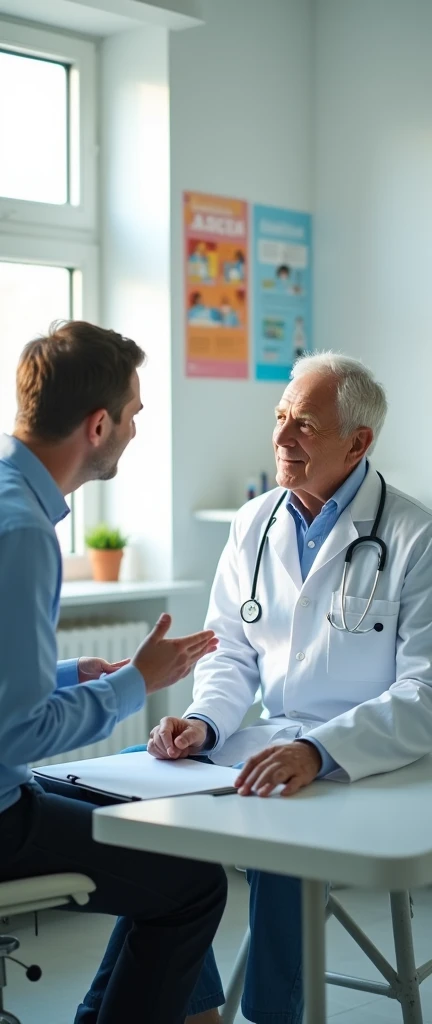 A doctor checking a patient in a clinic.