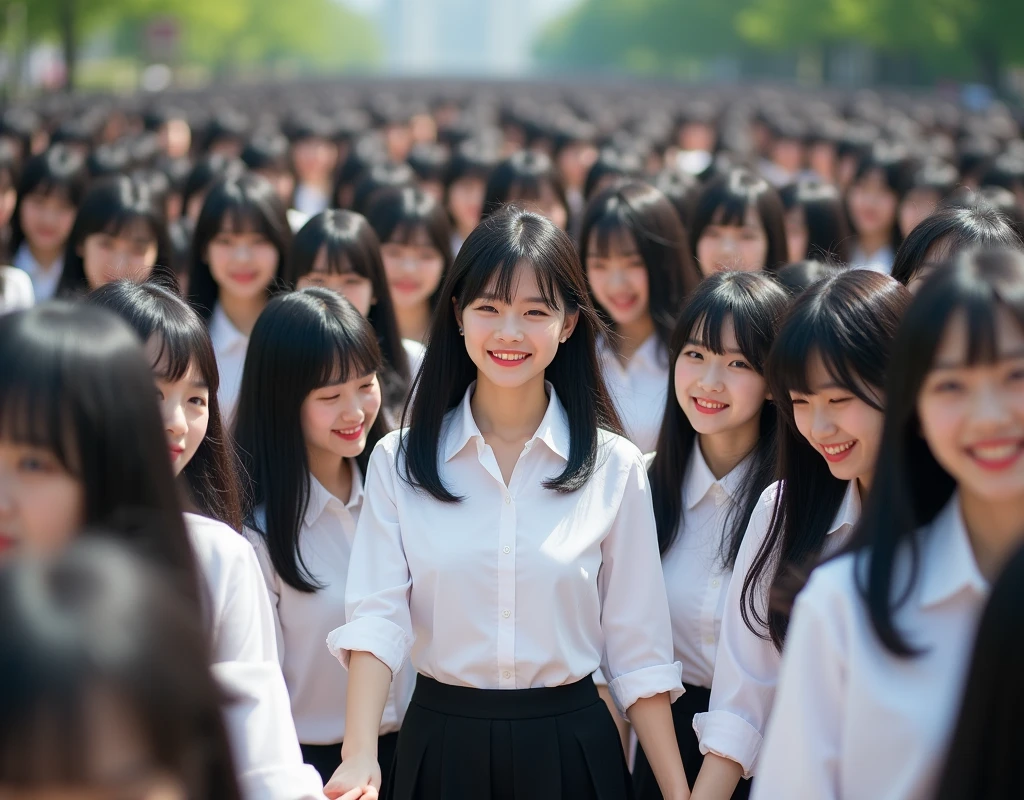 (Perfect Clone girls Raw Photography Art), (16K, Highest quality, Ultra-high resolution, Unrealistic, Unparalleled scale, A world of cloned girls multiplying, Ultra-realistic), (Japanese, woman, 26-year-old), (((((Small face, (((((Thick black hair, Semi-long hair)))))))))), ((Very beautiful detailed girls, Accurate body structure, Very detailed body, (((((Big Breasts, J-Cup))))), (((White shirt, I can see the cleavage, Black Mini Skirt))), ((Dark Eyes, Mature face, Cute Smile, A gentle gaze)), (((((Happy laughter))))), (((((Very detailed, 1girl-1,000,000cloning))))), (((100girls), (6+girls), multiple girls))), (((((Very detailed and exact depiction of the double, Perfectly the same girl, The exact same smile, Perfect same hair, Perfect same clothes, Exactly the same height, Perfect same J-cup))))), (((((clone girls only))))), ((10,000clone girls)), ((1,000,000clone girls)), ((1,000,000,000clone girls)), ((Filling the Earth 1,000,000,000,000,000,000,000,000,000,000,000,000,000人のclone girls=myself, Super dense, Focus on the middle of the group, 無数のmyselfに取り囲まれて幸せ, 無数のmyself同士と溺愛したい, 回りのmyselfも無数のmyselfと溺愛したい, Holding hands, hug, hug, kiss, Touching breasts)), ((1,000,000,000,000,000,000clone girls)), ((1,000,000,000,000,000,000,000,000,000clone girls)), ((The sight of the ultimate super-crowded, 異常なSuper dense, Countless clone girls packed together tightly)), (Bright and soft light, (((((Very detailed and clear hyper-perspective drawing)))))), (((Subject depth extremely shallow)))