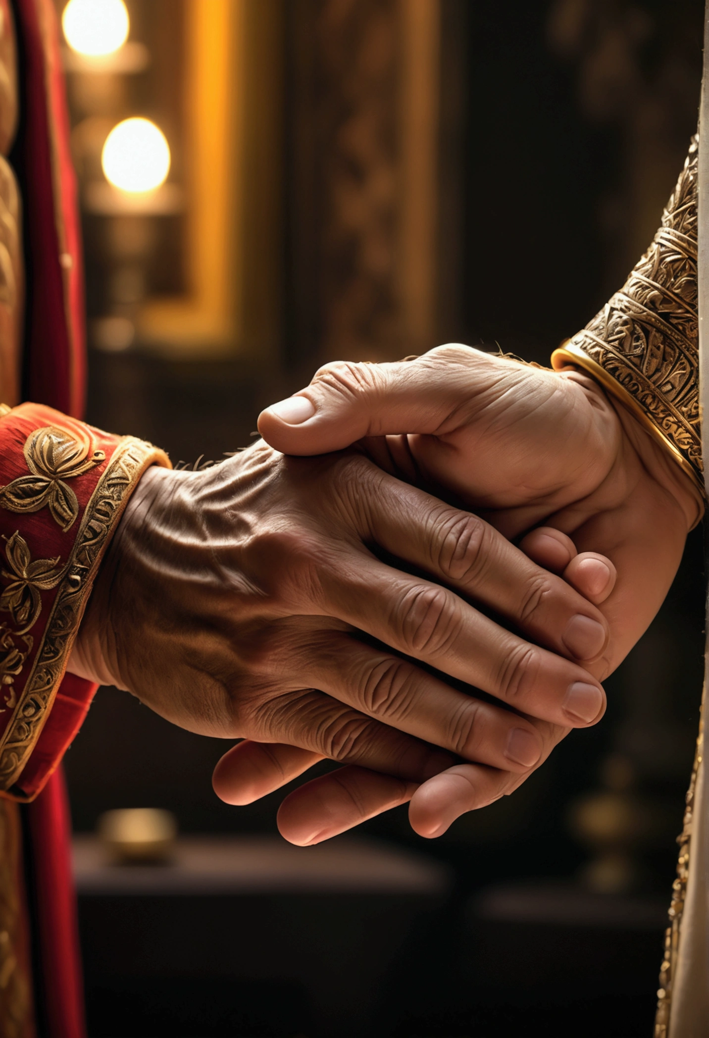 Close-up of Hands, high five. Beautiful cinematic lighting, RAW photo, color graded, dynamic movement, (captivating chiaroscuro:0.1), award-winning, cinematic still, emotional, vignette, dynamic, vivid, (masterpiece, best quality, photorealistic, Professional, perfect composition, very aesthetic, absurdres, ultra-detailed, intricate details:1.3)