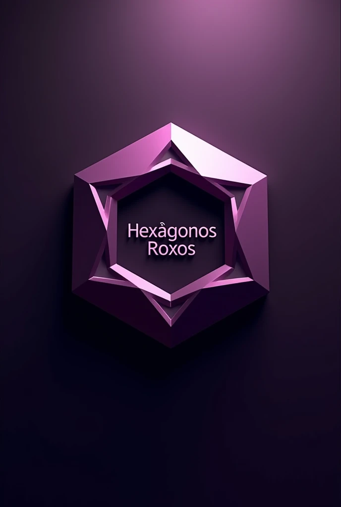 3D hexagon for logo, dark purple with name in the middle "Purple hexagons" In Portuguese