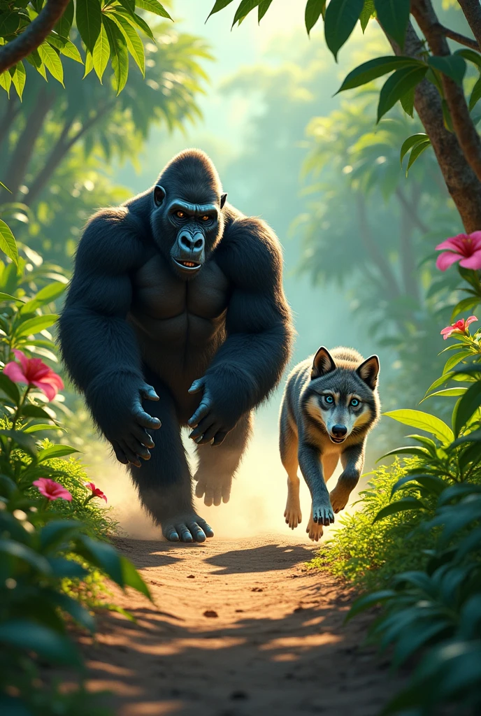 A Boca gorilla chasing a Cruzeiro wolf 