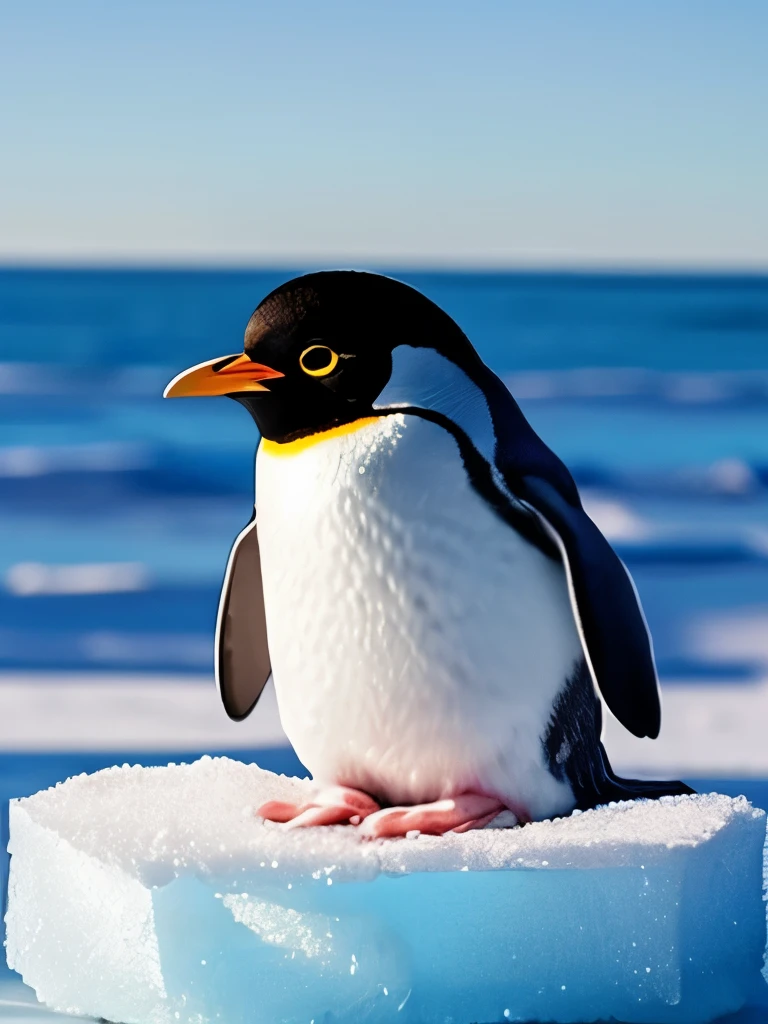 there is a small penguin sitting on a block of ice, the cutest creature in the world, the cutest creature of the world, very very small owl, electric cats that fly over ice, cute owl, incredibly cute, cute adorable, awwwww, so cute, icy, adorably cute, icy eyes, super adorable, cute little creature, adorable!!!, cute creature